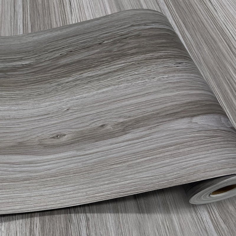 auxua Wood Grain Peel and Stick Floor Tiles - 11.8    Width, Full Roll Length of 590"" - Versatile Design for Any Space, Grey Self Adhesive Vinyl Flooring, Waterproof and Non-Slip Features - Image 1